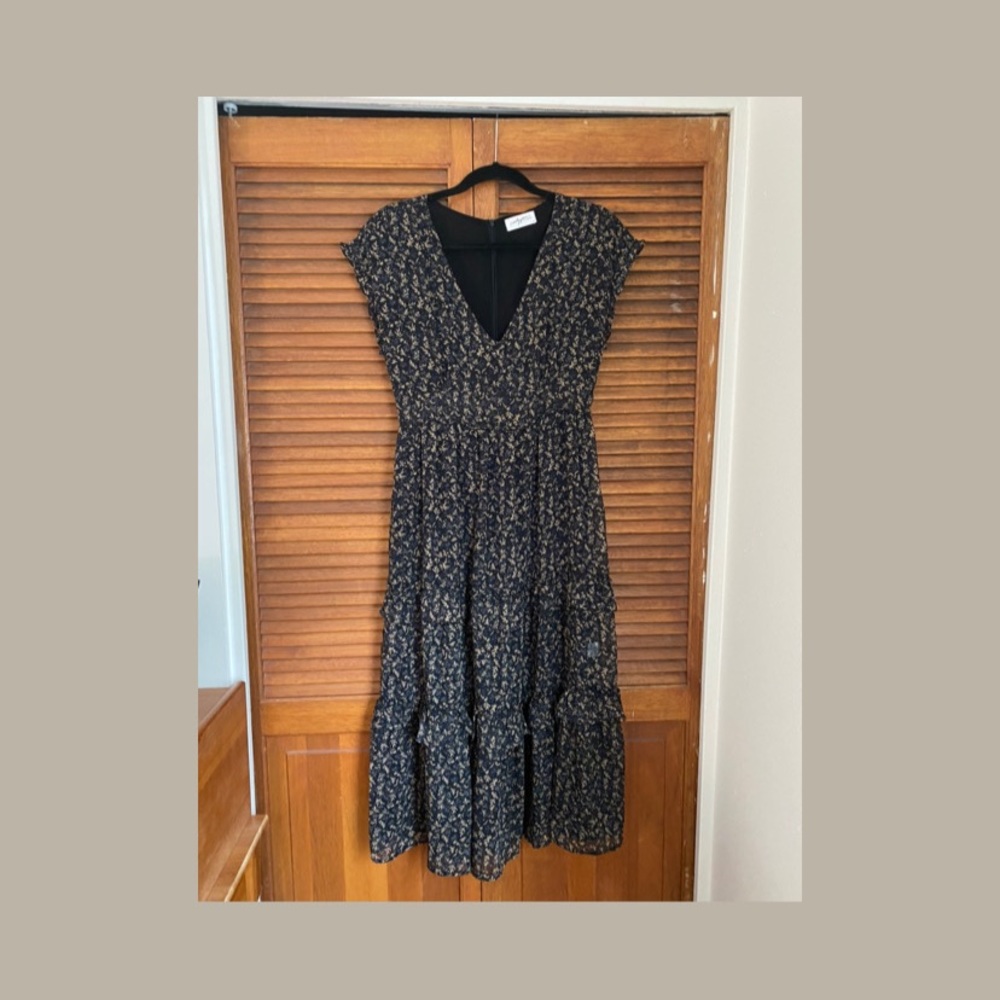 CJLA Autumn Dress | Floral Navy Midi